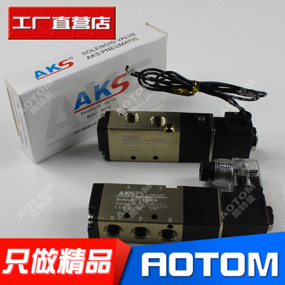 亚德客型二位五通电磁阀4V110-06 220V DC24V12V艾克斯AKS气阀
