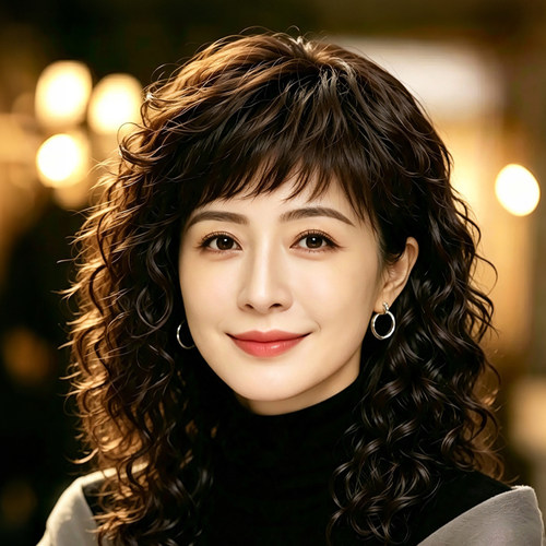 发飞扬 假发全头套女长发真发全真人发中老年卷发羊毛卷妈妈款