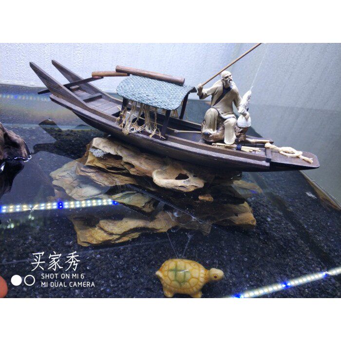 一寸精致款渔樵耕读陶瓷摆件中国古代人物园林假山盆景造景装饰品