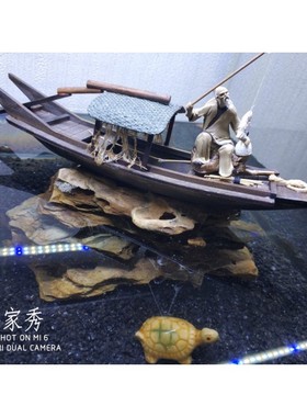 一寸精致款渔樵耕读陶瓷摆件中国古代人物园林假山盆景造景装饰品