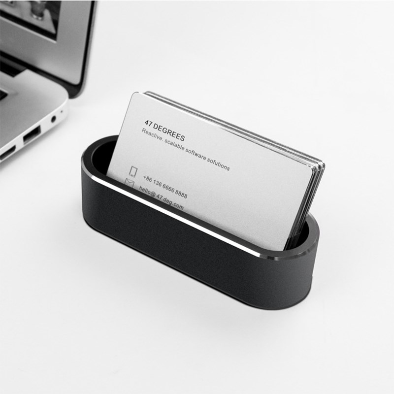 创意金属名片盒商务办公酒店前台桌面铝合金卡片展示底座定制logo