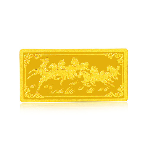 环冠{马到成功}八骏图赠礼收藏投资999足金纯金金牌马年金条