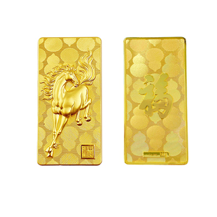 足金999天赐鸿福10g50g金条古法云锦金“马上有福禄”马年金条