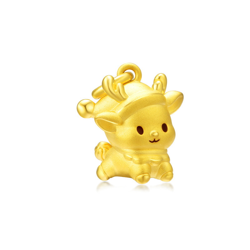 环冠超萌圣诞小麋鹿黄金吊坠可爱精致送女友送老婆