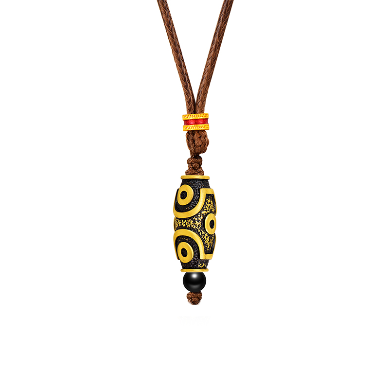 环冠国潮黑金六眼天珠转运珠纳福转运赠礼送男友足金