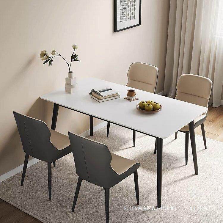 岩板全托意式餐桌家用小户型现代简约轻奢长方形餐桌椅组合桌子