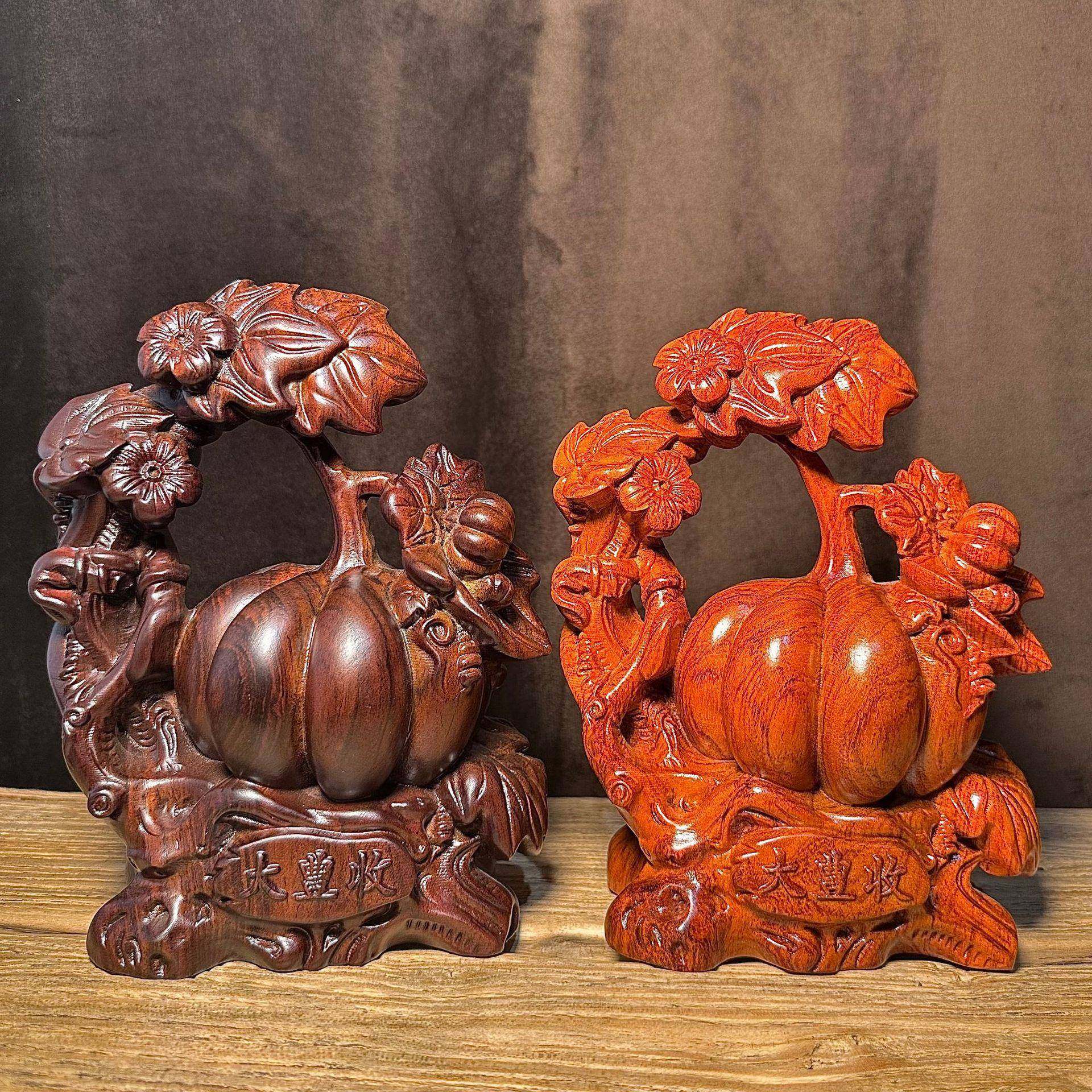 黑檀木雕刻大丰收南瓜摆件实木质家居办公室摆件送礼寓意瓜瓜来财