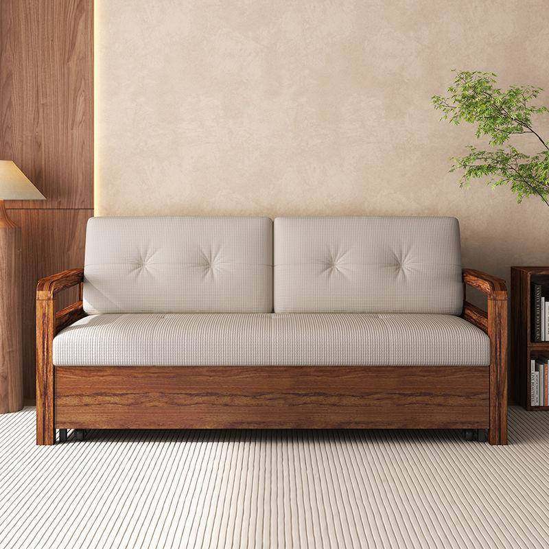 现货实木乌金木沙发床两用中式家用小户型客厅卧室书房单人沙发床