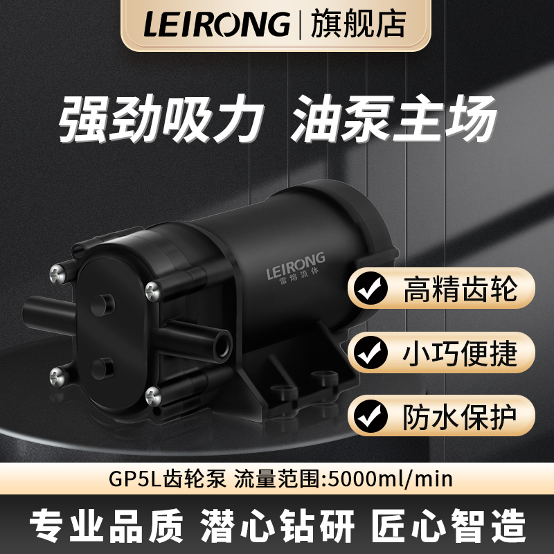 雷熔24v微型齿轮泵GP5L 自吸水泵增压抽油灌装机有刷电机防水耐腐