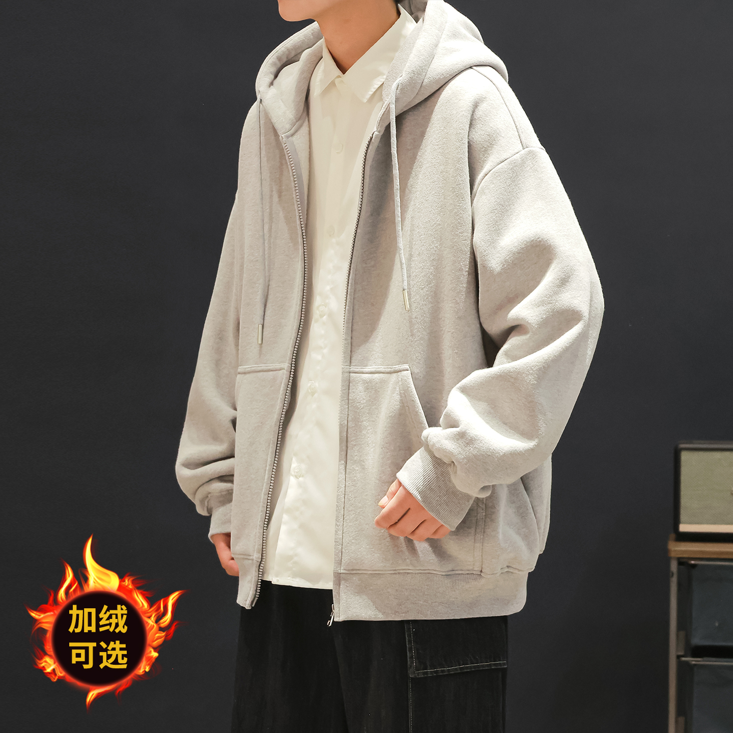 青少年保暖简约纯色运动棒球服男