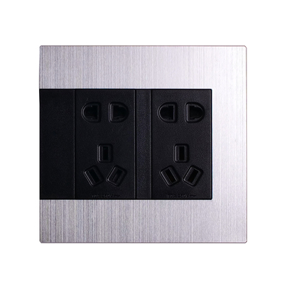 型墙壁关插座金属拉丝银黑轻点复位关五关