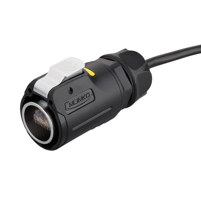 凌科LP-2直通式网口网络线面板安装工业防水连接器RJ5转接头