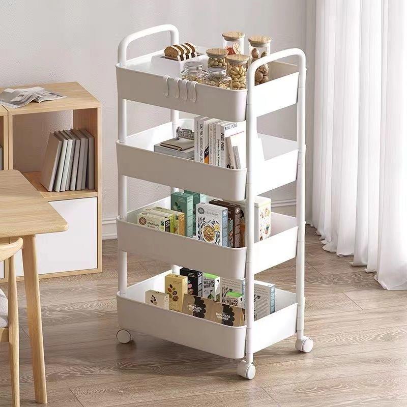 小推车置物架家用厨房移动卧室床头书架卫生间收纳柜宽松挂钩落地
