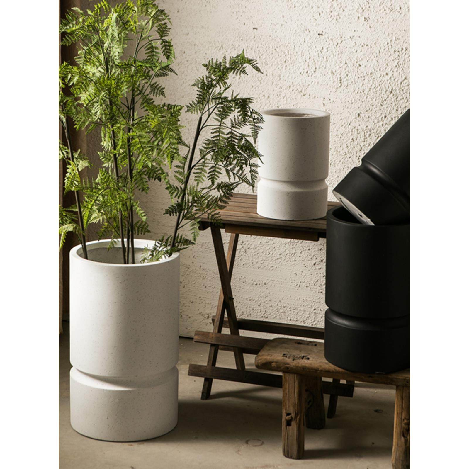 斯堪的纳维亚Normcore镁泥花盆圆柱形家庭软装饰客厅阳台Wabi-Sab