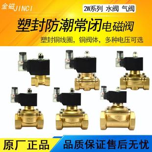 2w塑封防潮常闭电磁阀4分6分1寸水阀开关控制阀铜线AC220V24V金磁