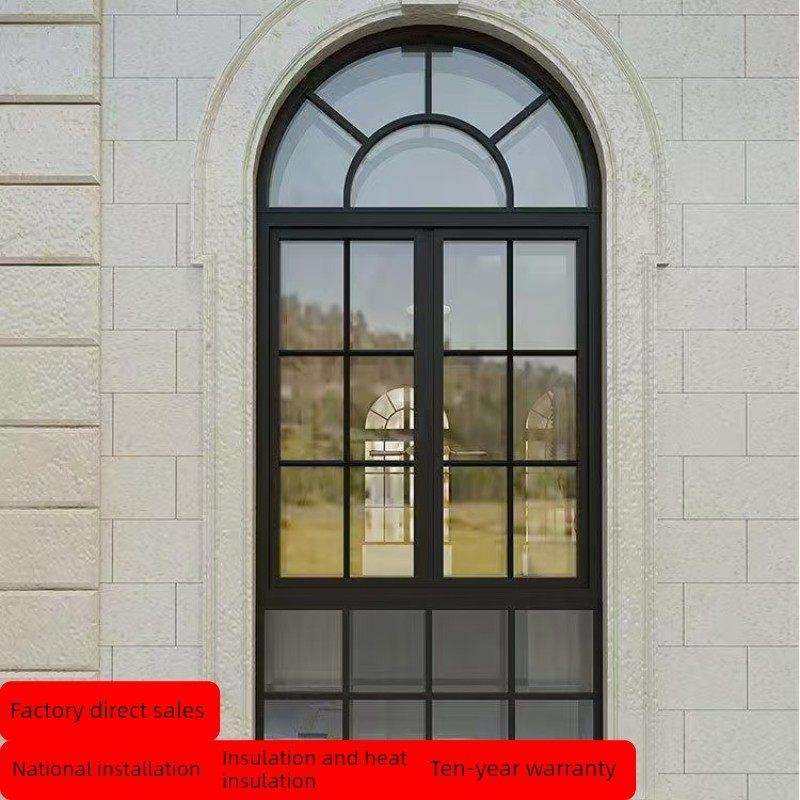 81型断桥铝合金覆古上海老钢窗法式拱形窗户欧式别墅隔音格子门窗,全屋定制,断桥铝窗,淘宝优惠券,粉丝福利购,淘宝优惠卷