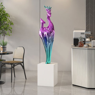 电镀福鹿大型落地摆件装 饰品轻奢客厅沙发电视柜开业搬家乔迁礼物