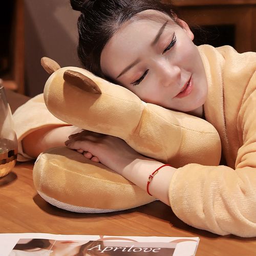 可爱水豚午睡枕学生趴睡枕头办公室抱枕女生睡觉趴趴枕头桌上午休