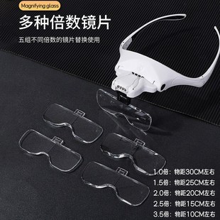 眼镜式头戴放大镜高倍USB充电多镜片可选专业维修钟表鉴定珠宝