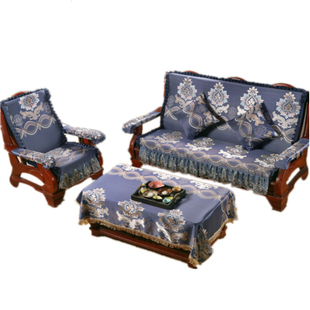 加厚海绵实木红木质老式 木沙发垫连体带靠背三人座联邦椅坐垫四季