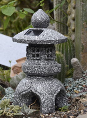 庭院花园布置户外日式复古创意太阳能灯塔顶楼阳台装饰造景摆件