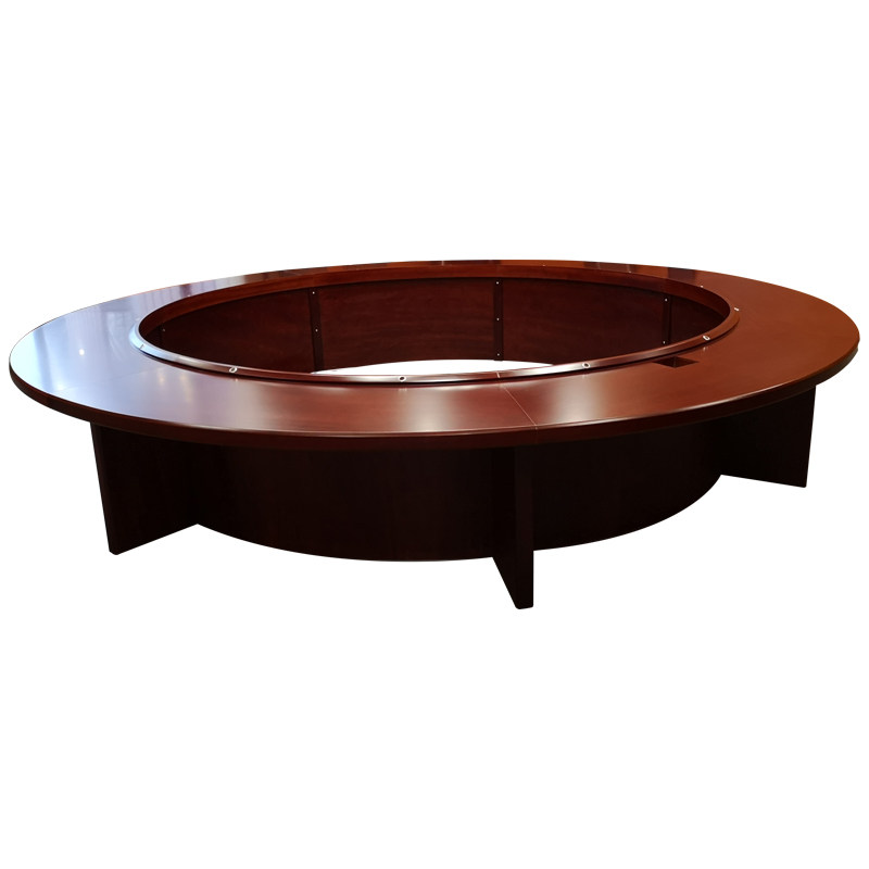 油漆圆形会议桌实木皮办公家具开会洽谈桌圆形培训桌接待桌子