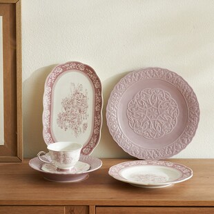 肆月紫色盘子陶瓷菜盘家用早餐盘西餐餐盘精致高级感深盘大号餐具