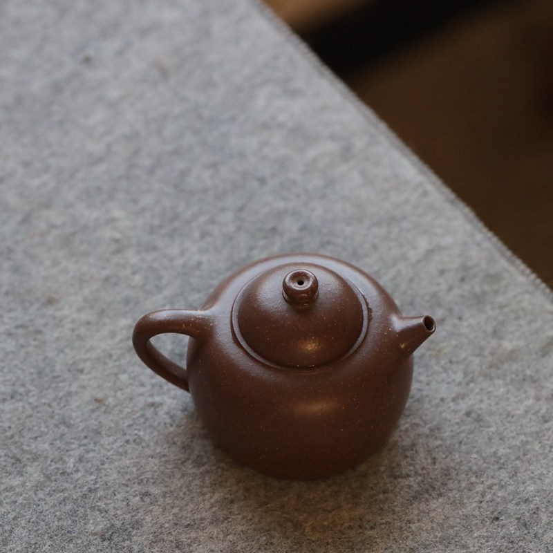 宜兴紫砂 黄龙山原矿陈腐老紫泥 纯手工圈钮壶 文人小品一手 茶具