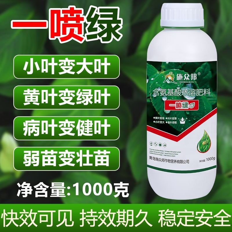 一喷绿叶面肥壮苗增厚增绿