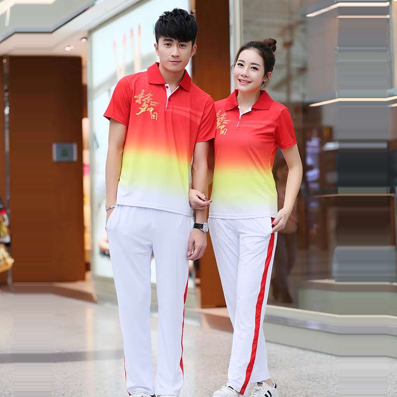 中国梦夏季新款情侣男女运动t恤短袖套装佳木斯广场舞团体服