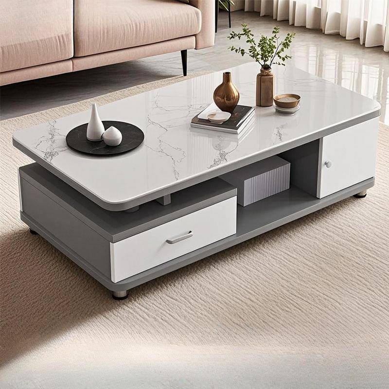 岩板茶几小户型轻奢现代简约客厅带抽屉储物圆角茶几家用桌子