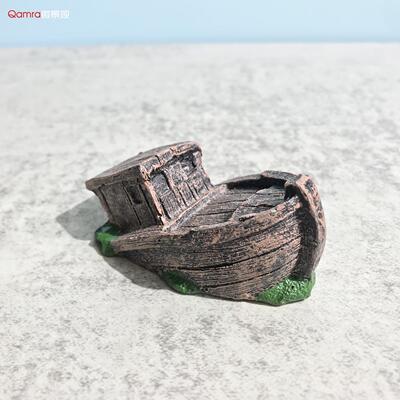 沉船鱼缸沉水造景微景观树脂摆件海底小破船断船多肉花盆趣味装饰