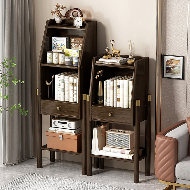 家用展示柜置f物架落地书柜简约客厅靠墙收纳柜电视边柜多层展示