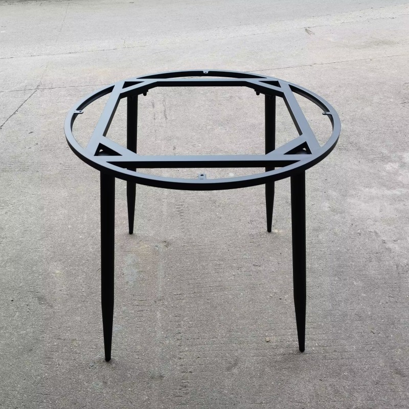 轻奢铁艺桌腿支架茶几边几腿w大理石岩板圆形餐桌腿洽谈桌子腿定