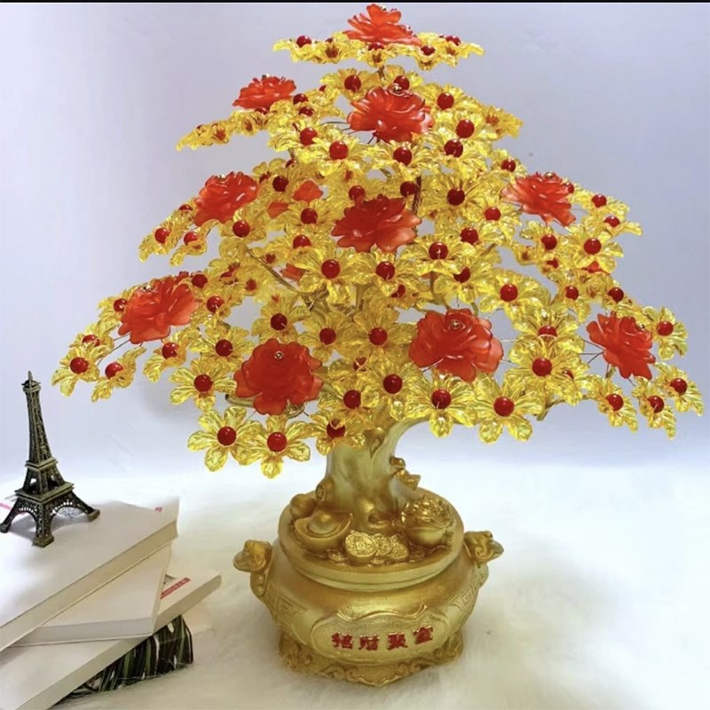 手工串珠发财树17孔招u财聚宝发财树材料包摇钱树树脂摆件