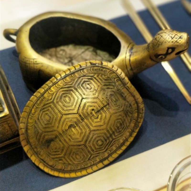 唐代煎茶煮c茶茶粉罐铜乌龟 铜茶叶罐 储物罐 仿法门寺出土