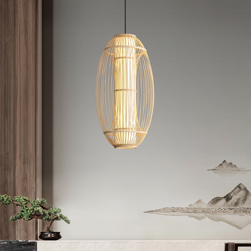现代东南亚竹艺灯笼吊灯民宿酒店竹编H灯具茶楼宴会厅个性餐饮灯