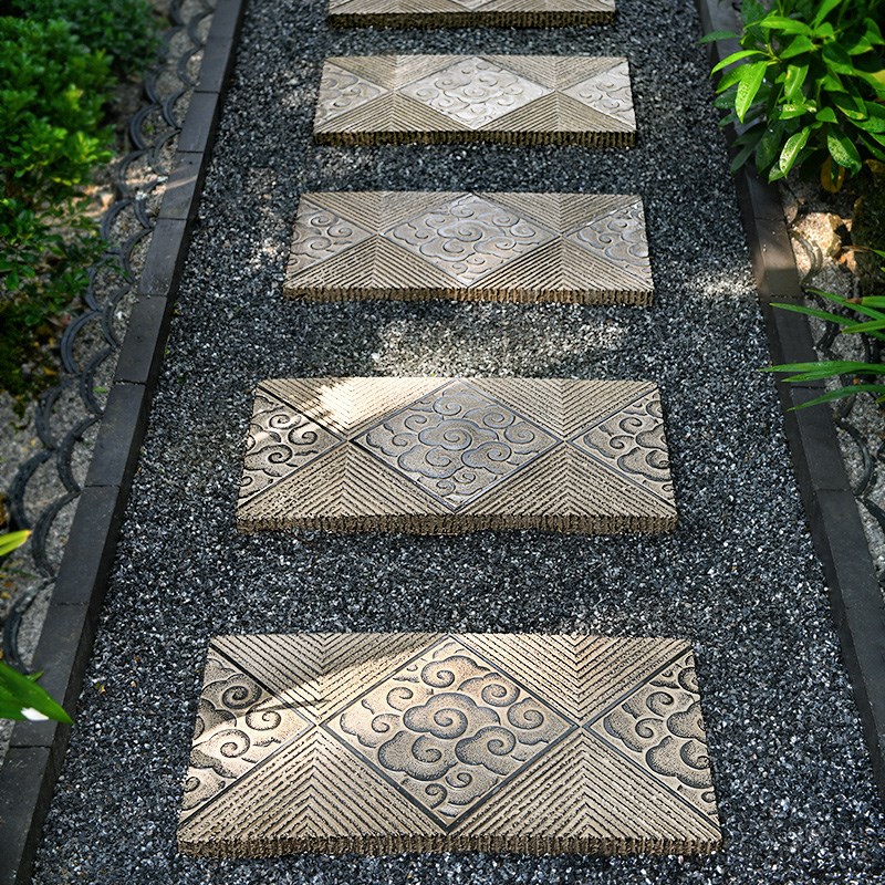 户外防滑草坪祥云脚踏石汀步石中式庭院花园方形铺路石板仿古地砖