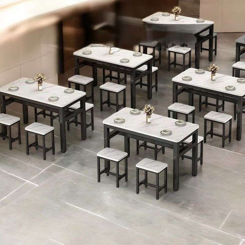 小吃餐桌椅组合早餐店饭店专用桌椅商用长方形组合桌简约餐桌家用