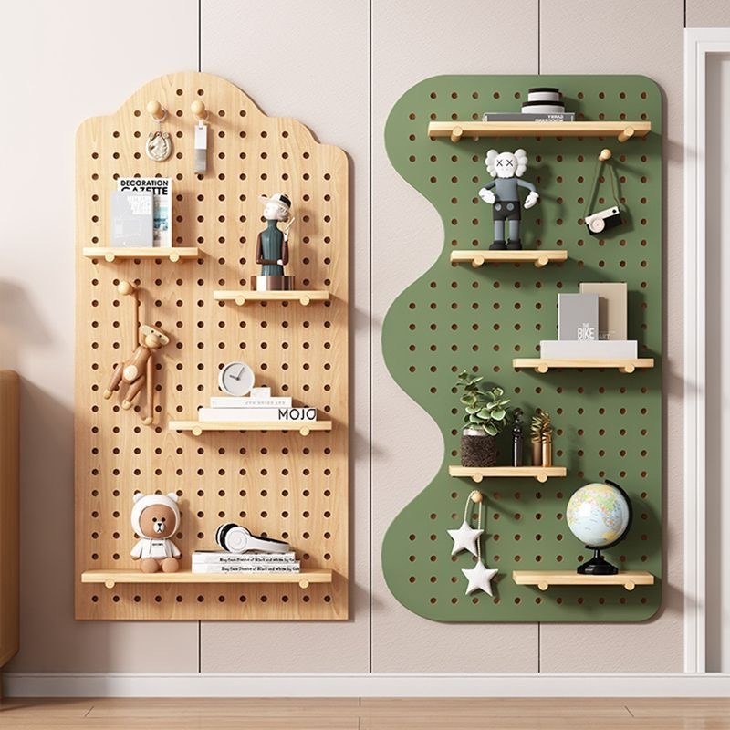 墙上置物架洞洞板l实木板装饰墙面展示架墙上隔板收纳入户置物架