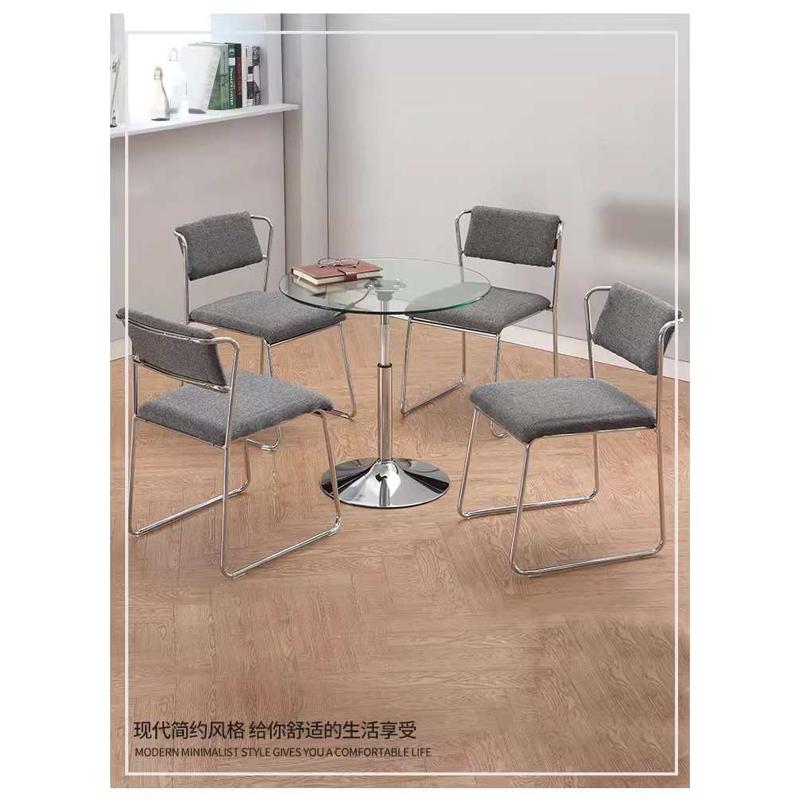 钢化玻璃小圆桌简约升降r圆形洽谈桌子餐桌休闲咖啡桌不锈钢可旋