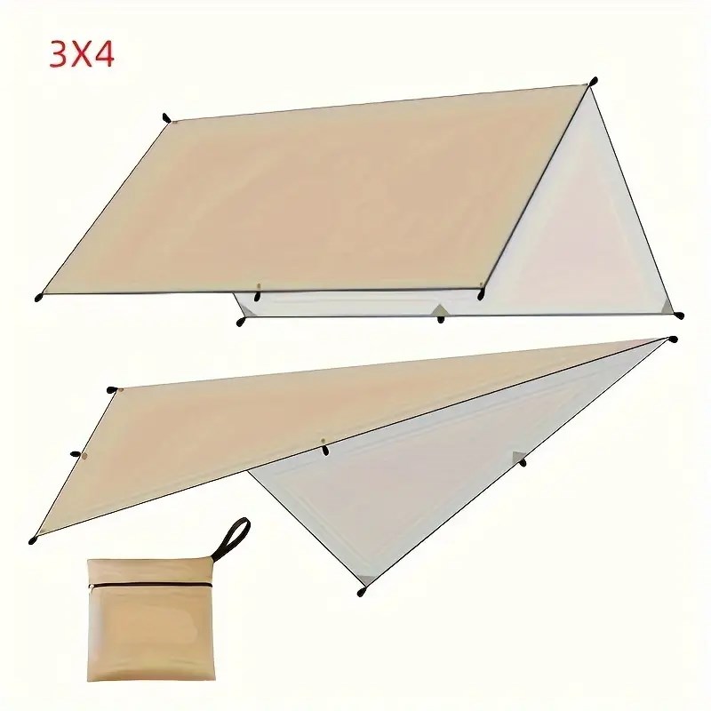 3X4mWaterproof Tent Sunshade卡其色天幕遮阳防雨水篷布户外露营