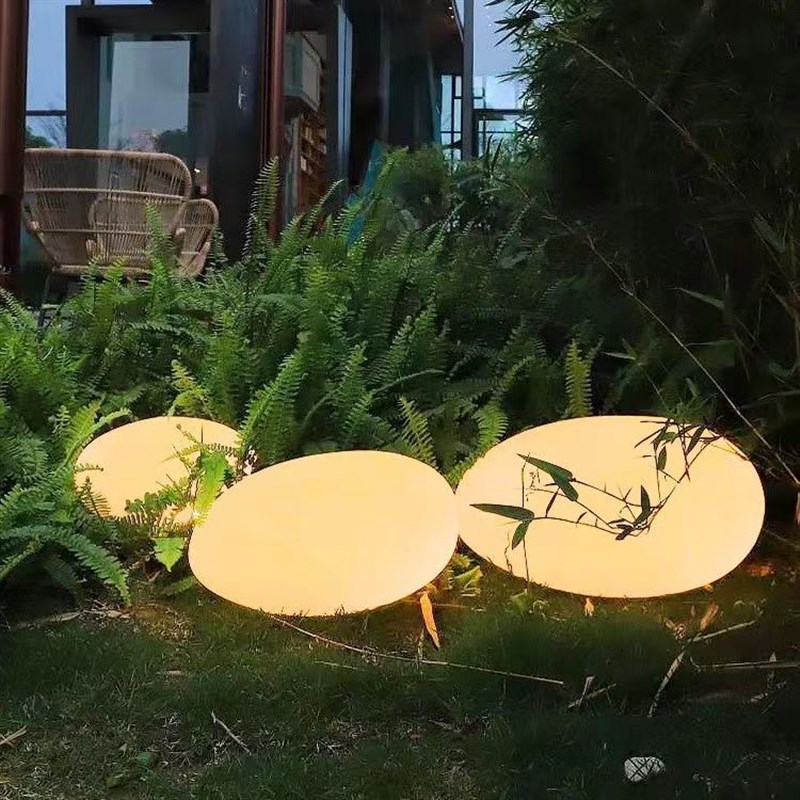 草坪灯户外防水太阳能鹅卵石灯别墅花园灯装饰庭院景观灯发光石头
