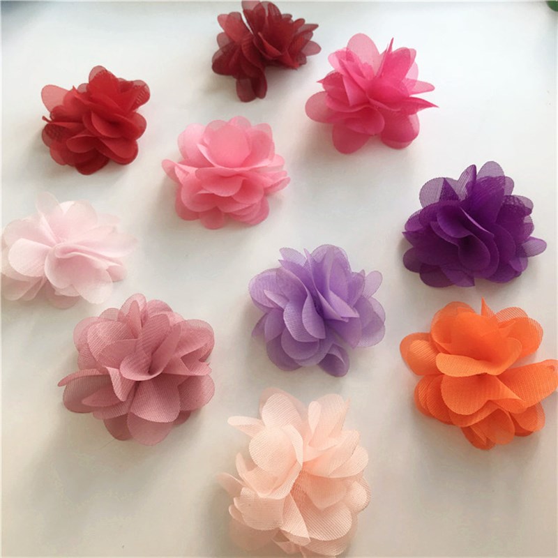 包邮多色雪纺立体花朵DIY手工装饰婚纱礼服演出衣帽配饰贴花材料