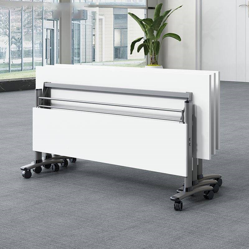 办公移洽谈室桌长BRV条动可侧z翻人会议谈办公桌拼接组洽合多折叠