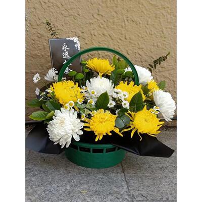 润峰塑料手提花篮绿色小花蓝花束鲜花蓝插花盒花艺包装材料包装袋