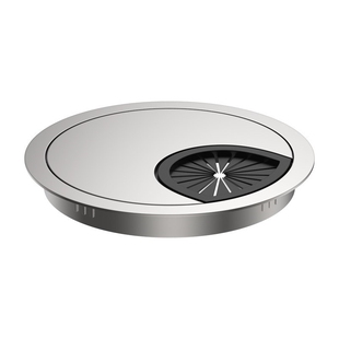 桌面穿线孔装饰合金盖电脑办公桌圆形理线盒带翻盖过理线盒线孔盖