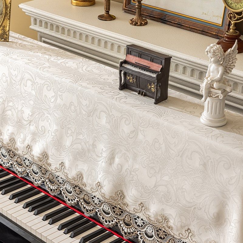 蕾丝钢琴罩半罩欧式钢琴巾盖巾刺绣布艺电钢琴防尘桌布全罩盖布