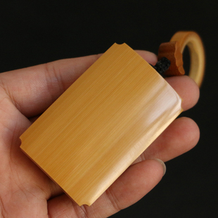 精品纯手工面镜面打磨老玉竹手牌手把件竹雕文玩素面竹牌挂件