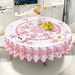 欧式圆桌防水防油防烫免洗桌布家用酒店圆形台布高级感餐桌布